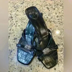 BRIGHTON "Kiki" Croc Embossed Leather
Mules